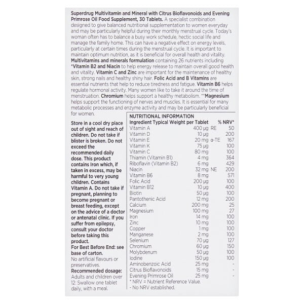 Superdrug Advance Woman Vitamins and Minerals x30 GOODS Superdrug