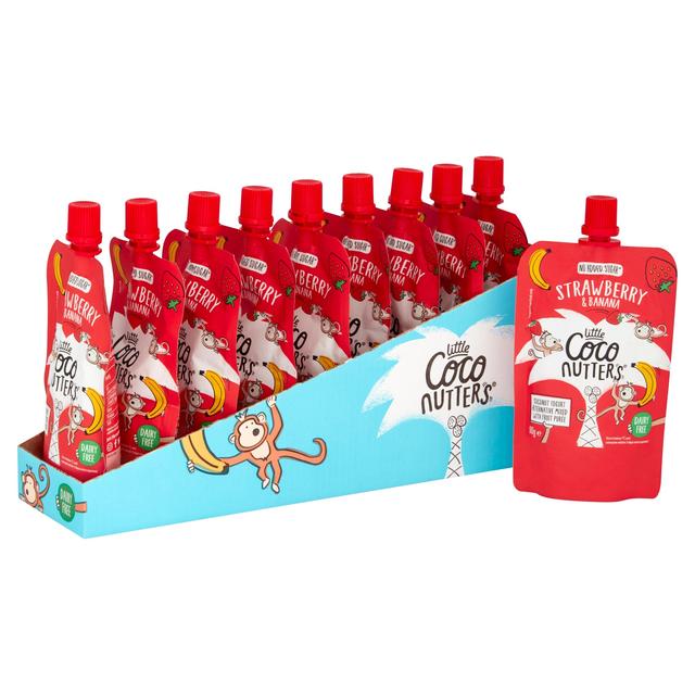 The Coconut Collab Strawberry & Banana Little Coconutters Pouch Multipack   10 x 90g GOODS M&S