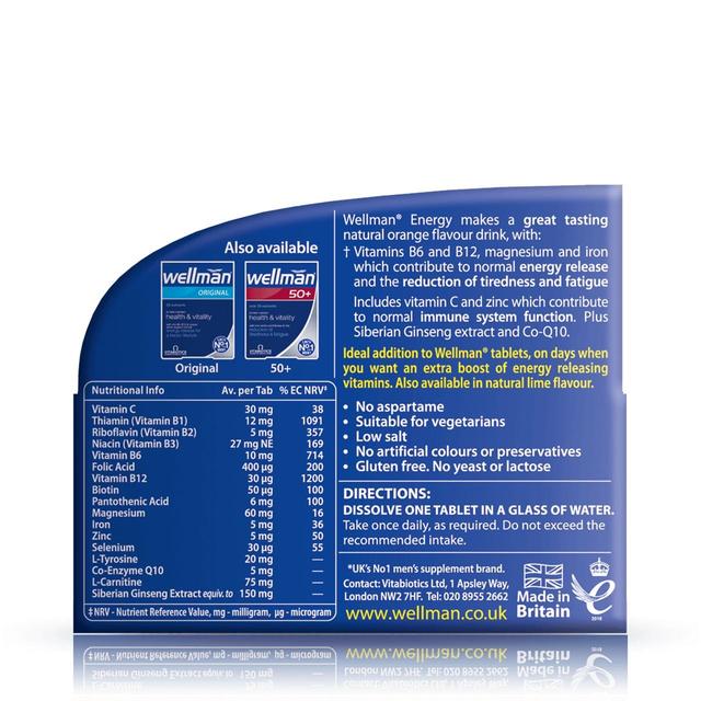 Vitabiotics Wellman Orange Energy Effervescent Tablets 10 per pack GOODS M&S