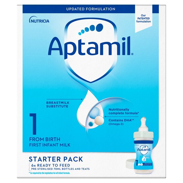 Aptamil 1 First Infant Baby Milk Formula Liquid Starter Pack Ready to Feed   6 x 70ml - McGrocer
