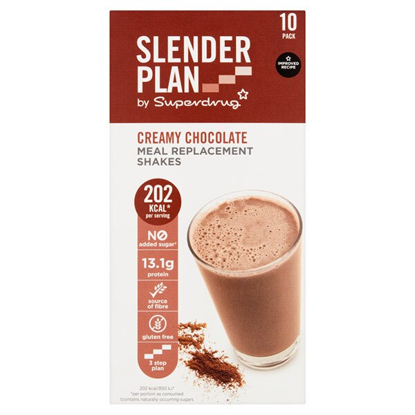 Superdrug Slenderplan Meal Replacement Shake Chocolate x10 GOODS Superdrug