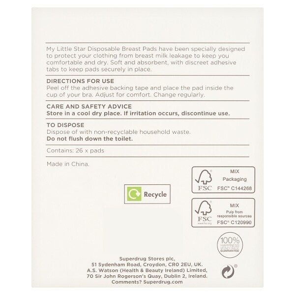 Superdrug My Little Star Disposable Breast Pads GOODS Superdrug
