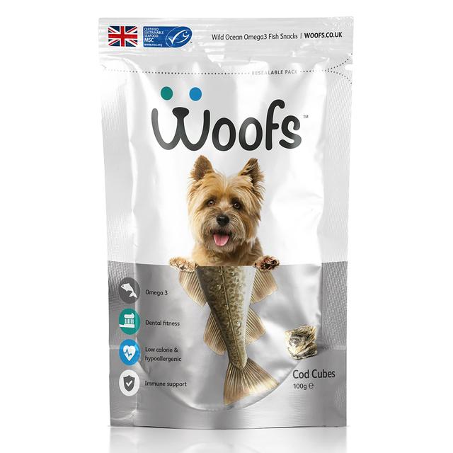Woofs Cod Cubes Dog Treats - 100% Natural MSC Fish 100g GOODS M&S
