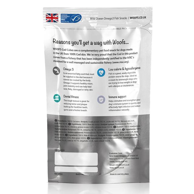 Woofs Cod Cubes Dog Treats - 100% Natural MSC Fish 100g GOODS M&S