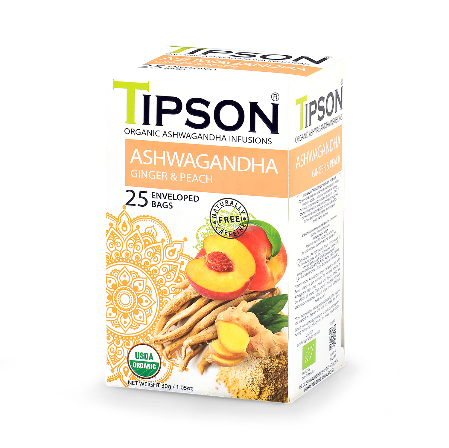 Tipson Organic Ashwagandha Ginger & Peach (25 Enveloped Tea Bags) - 999151