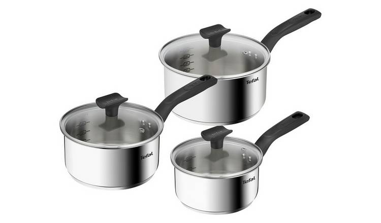 Tefal Titanium Max 3 Piece Stainless Steel Pan Set - Silver GOODS Argos