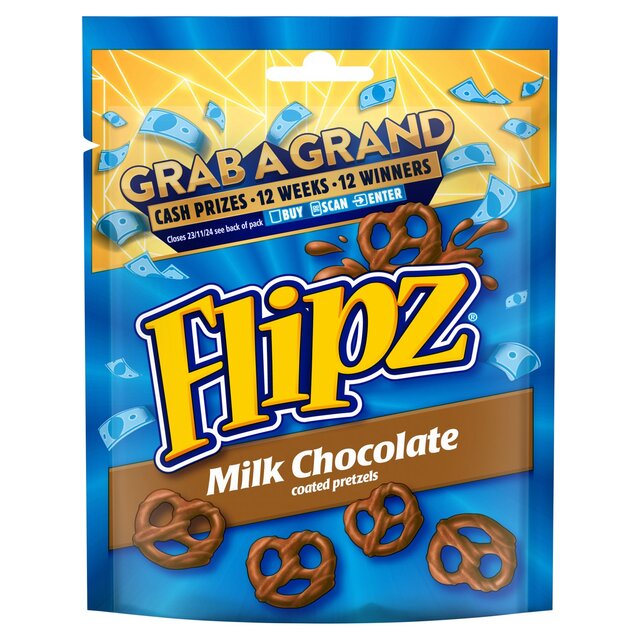 Flipz Milk Chocolate Covered Pretzels Pouch   90g - McGrocer
