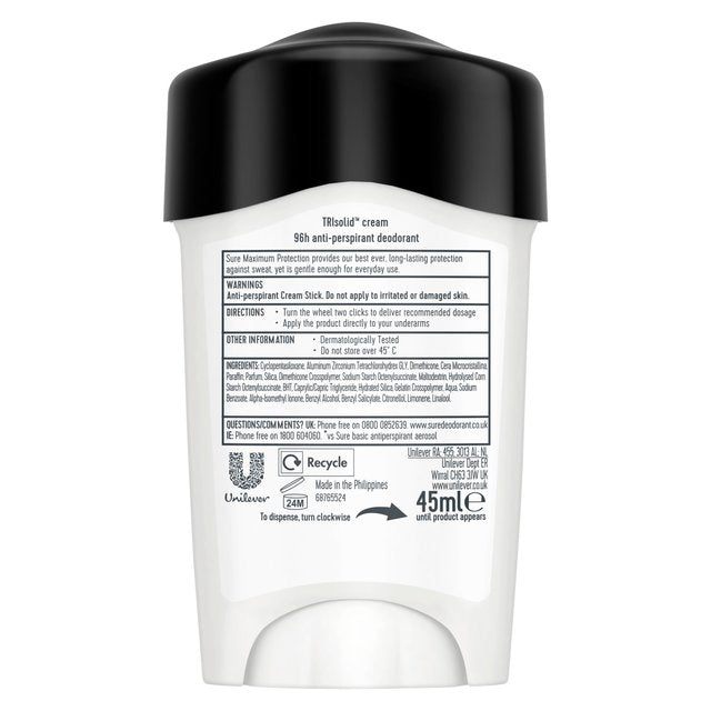 Sure Men Maximum Protection Clean Scent Cream Anti-Perspirant Deodorant   45ml GOODS M&S