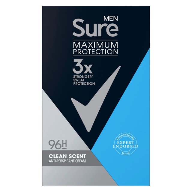 Sure Men Maximum Protection Clean Scent Cream Anti-Perspirant Deodorant   45ml GOODS M&S