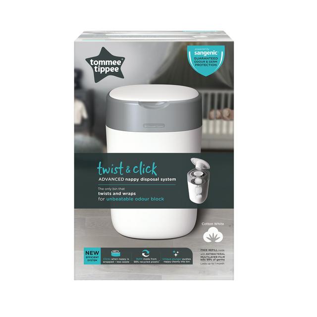 Tommee Tippee Twist & Click White Nappy Bin Includes 1x Refill Cassette GOODS M&S