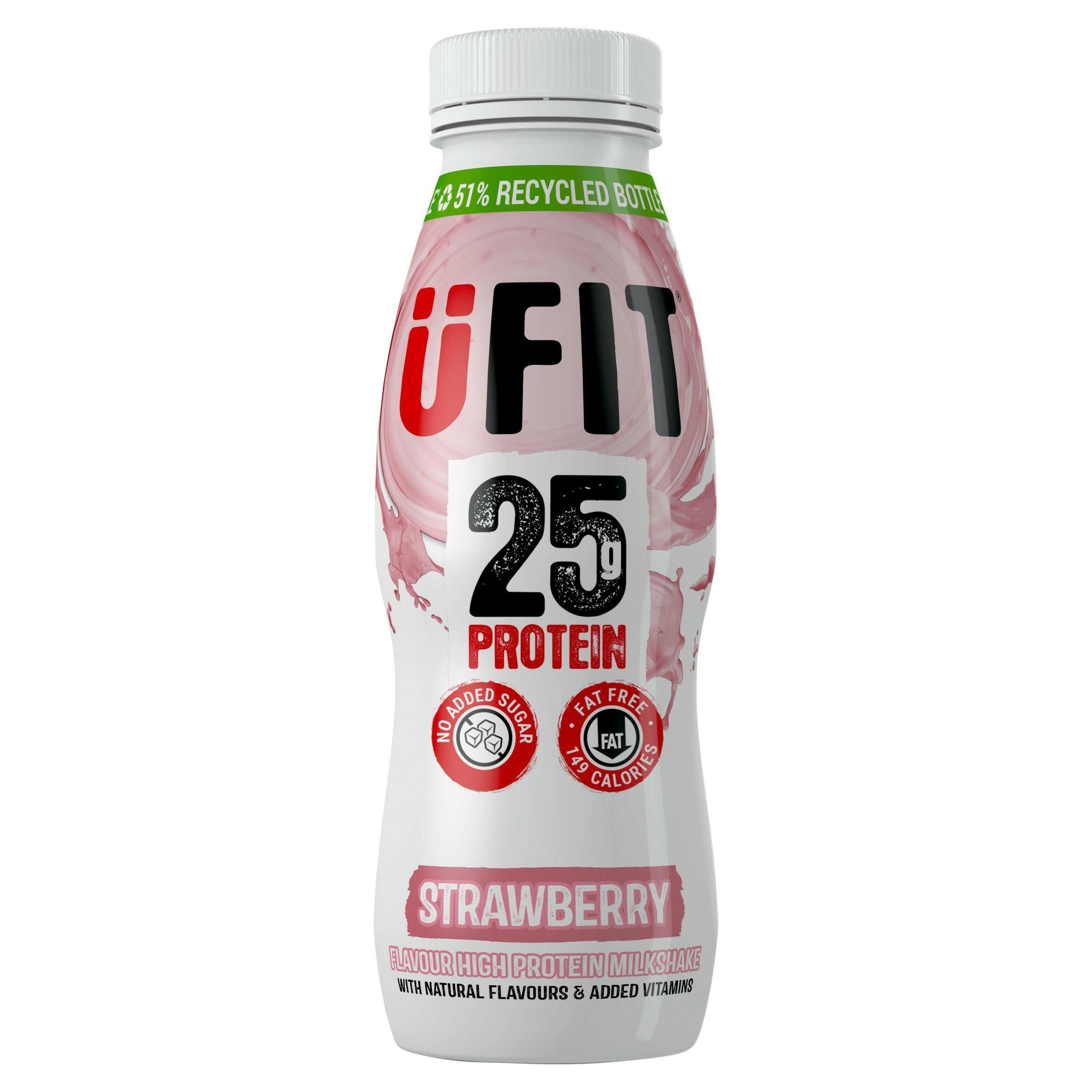 Ufit Strawberry Flavour High Protein Milkshake 330ml GOODS Sainsburys