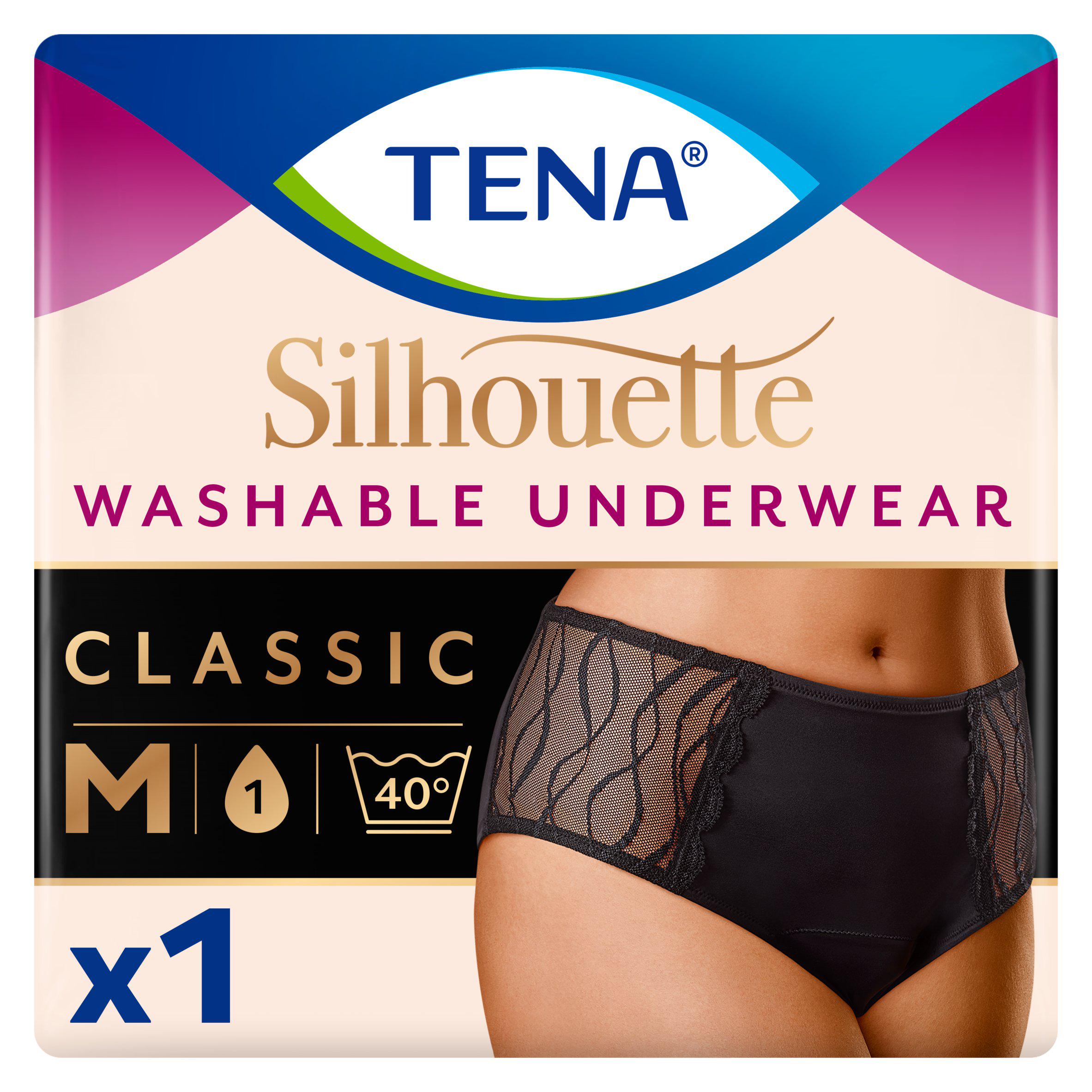 TENA Silhouette Washable Absorbent Underwear Classic Black M GOODS Sainsburys