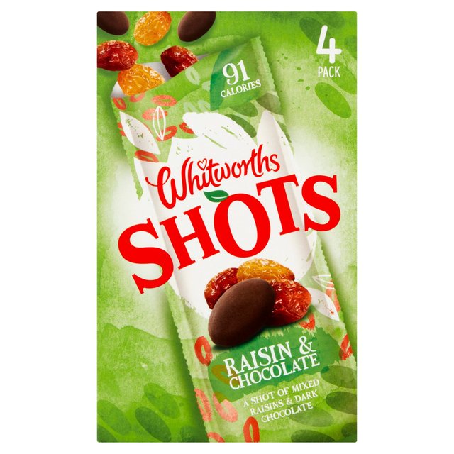Whitworths Shots Snack Pack Raisin & Chocolate 4 per pack GOODS M&S