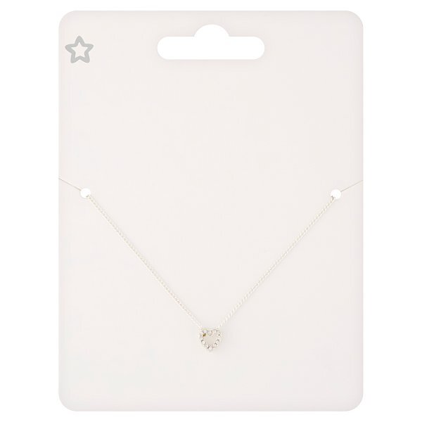 Superdrug Silver Tone Diamante Heart Necklace GOODS Superdrug