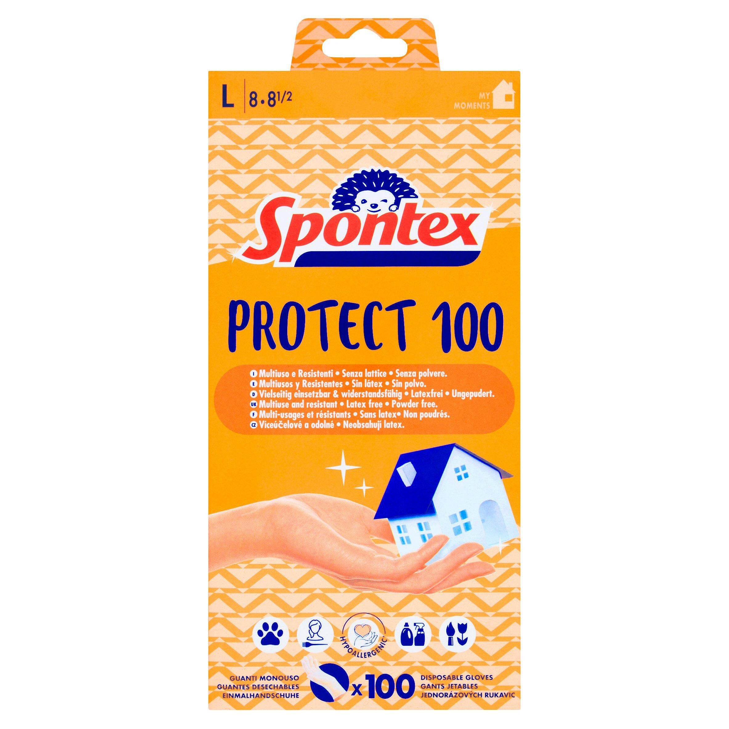 Spontex Protect Disposable Gloves Large x100 Rubber gloves cloths scourers & brushes Sainsburys