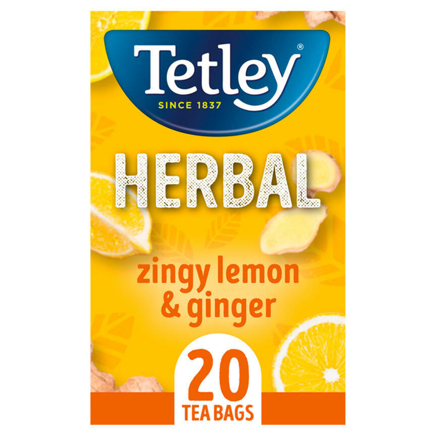Tetley Herbal Zingy Lemon & Ginger Tea Bags x20 GOODS ASDA