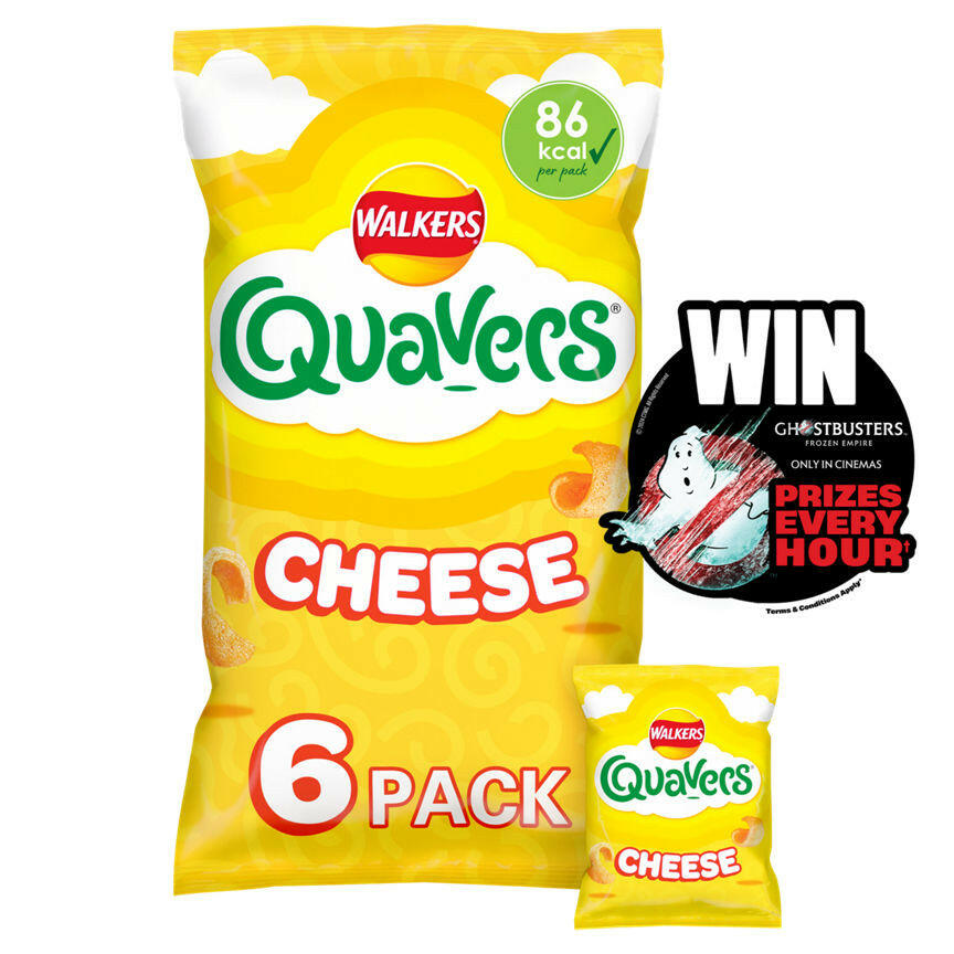 Walkers Quavers Cheese Multipack Snacks Crisps 6x16g GOODS ASDA