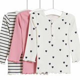MS Girls Long Sleeve Tops 3 Pack 0-3 Months Pink