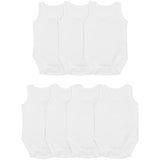 MS Baby Cotton Sleeveless Bodysuits White 0-3 Months
