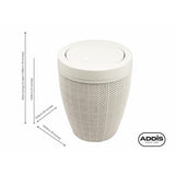 Addis Faux Hessian Plastic Round Swing Lid Bathroom Bin White