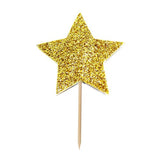Glitter Star Cupcake Toppers, Gold