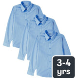 MS Boys Slim Fit Easy to Iron School Shirts 3-4 Years Blue