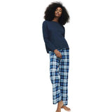 M&S Check Bottoms PJ Set, Large, Navy