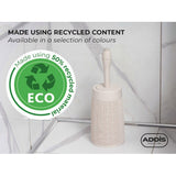 Addis Faux Hessian Plastic Round Bathroom Toilet Brush Set White