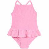 MS Girls Floral Textured Frill Swimming Costume 6-7 Years Pink
