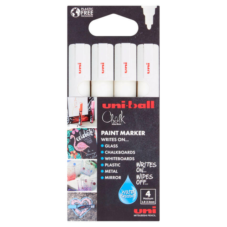Uni Ball 4 Chalk Marker White PWE-5M Medium 1.8-2.5mm GOODS ASDA