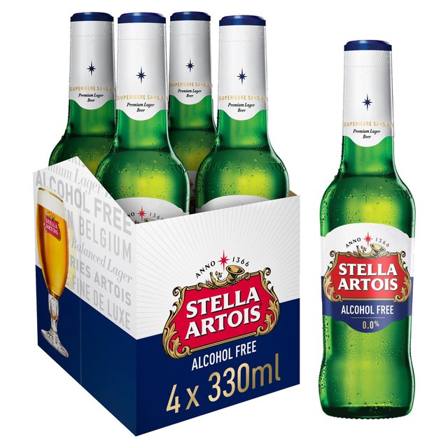Stella Artois Alcohol Free Premium Lager Beer Bottles 4 x 330ml GOODS M&S