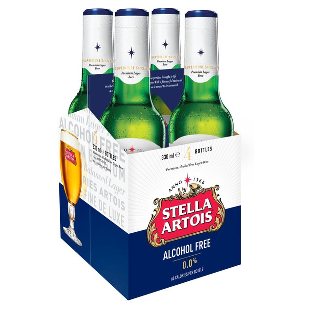Stella Artois Alcohol Free Premium Lager Beer Bottles 4 x 330ml GOODS M&S