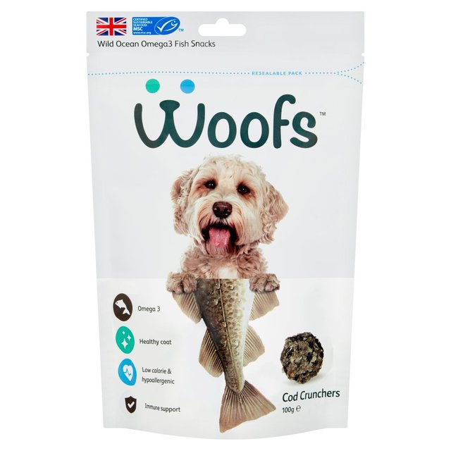 Woofs Cod Crunchers Dog Treats - 100% Natural MSC Fish 100g GOODS M&S