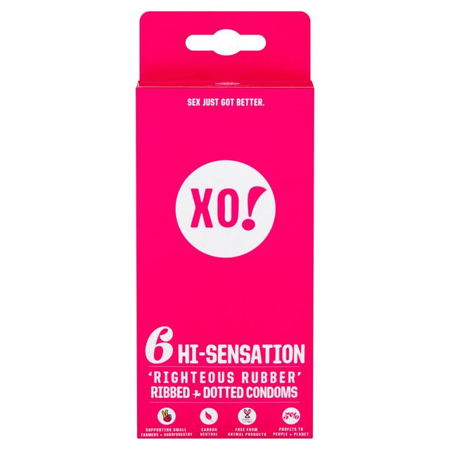 XO! Hi-Sensation 'Righteous Rubber' Ribbed + Dotted Condoms 6 per pack GOODS M&S