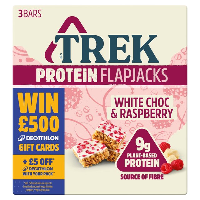 TREK White Choc & Raspberry Protein Flapjacks Multipack 3 x 50g GOODS M&S
