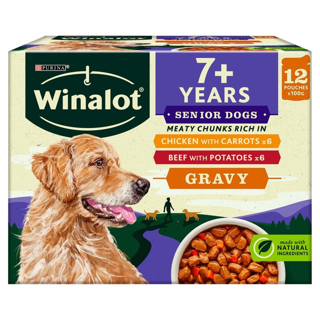 Winalot Meaty Chunks Senior Mixed in Gravy Wet Dog Food 12 x 100g GOODS M&S