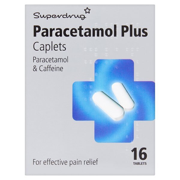 Superdrug Paracetamol 500mg Plus Caffeine 65mg Caplets X 16 GOODS Superdrug