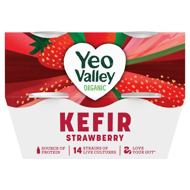 Yeo Valley Organic Strawberry Kefir Yogurt   4 x 100g GOODS M&S