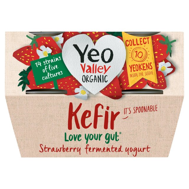 Yeo Valley Organic Strawberry Kefir Yogurt   4 x 100g GOODS M&S