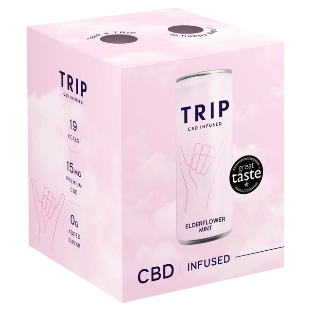 TRIP CBD Infused Elderflower Mint 4 x 250ml GOODS M&S