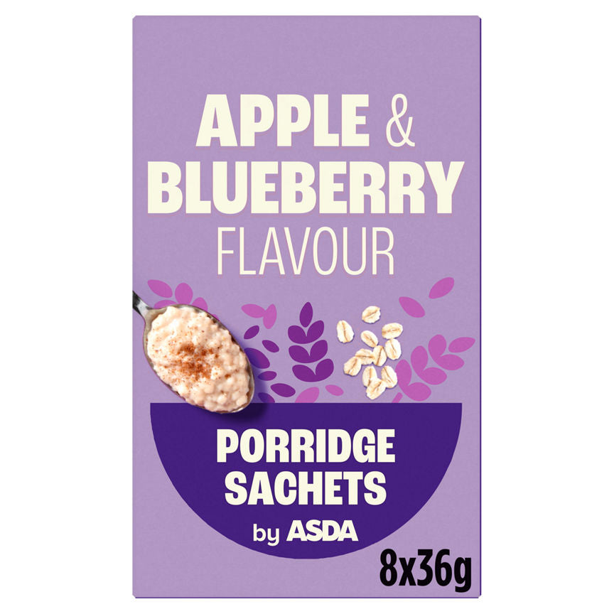 ASDA Apple & Blueberry Flavour Porridge Sachets 8 x 36g (288g) - McGrocer