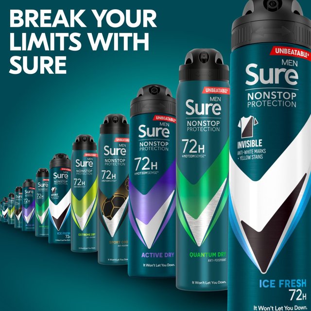 Sure Men 72hr Nonstop Protection Quantum Dry Antiperspirant Deodorant 250ml GOODS M&S