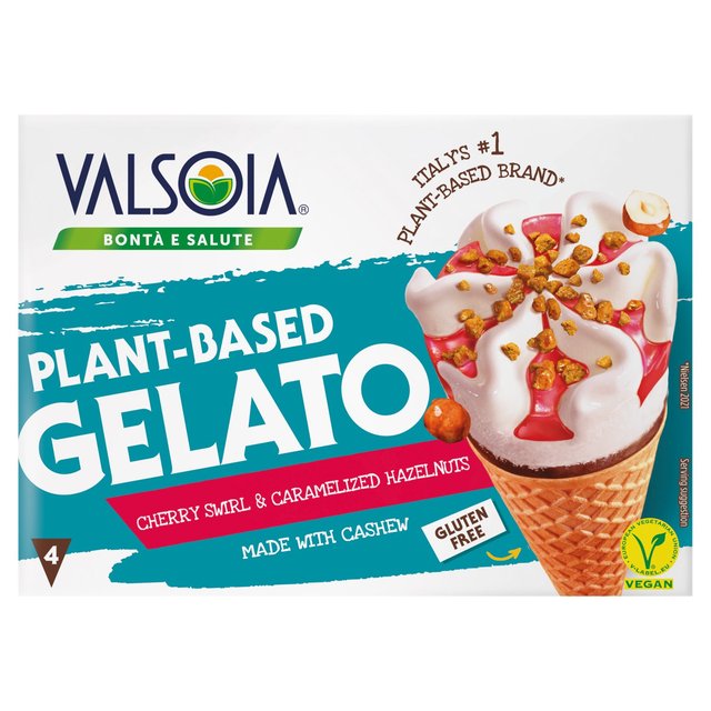 Valsoia Plant Based Gelato Cherry Cone 4 x 118ml GOODS M&S