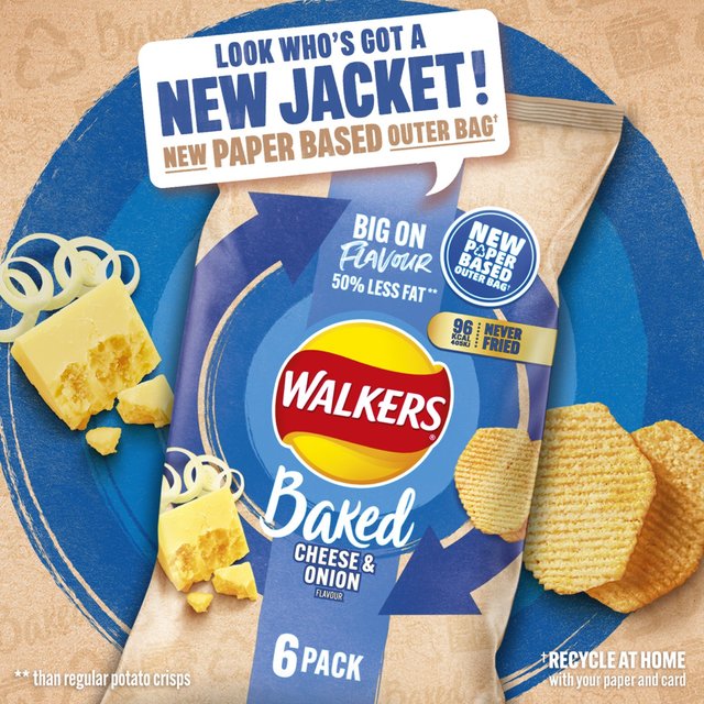 Walkers Baked Cheese & Onion Multipack Snacks 6 per pack GOODS M&S