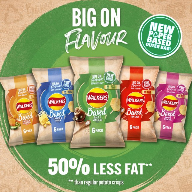 Walkers Baked Salt & Vinegar Multipack Snacks 6 per pack GOODS M&S