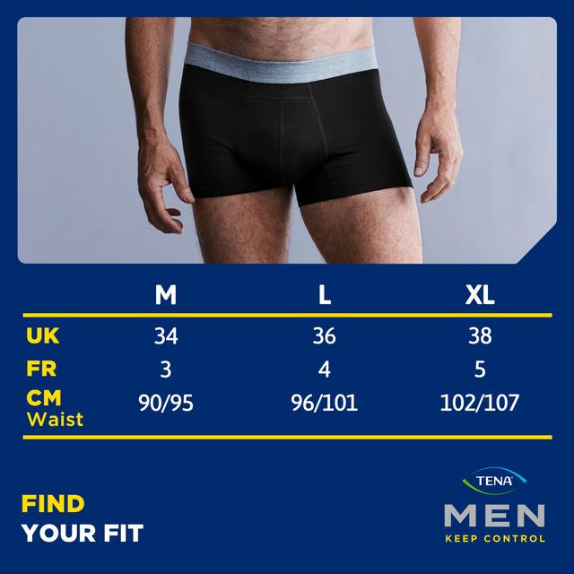 Tena Men Washable Incontinence Boxer Black Size Medium GOODS M&S