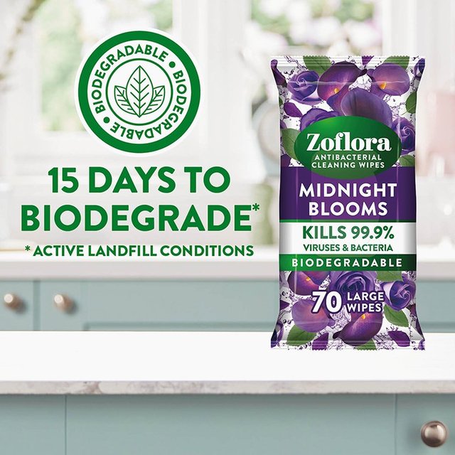 Zoflora Midnight Blooms Antibacterial Multi-surface Wipes   70 per pack GOODS M&S