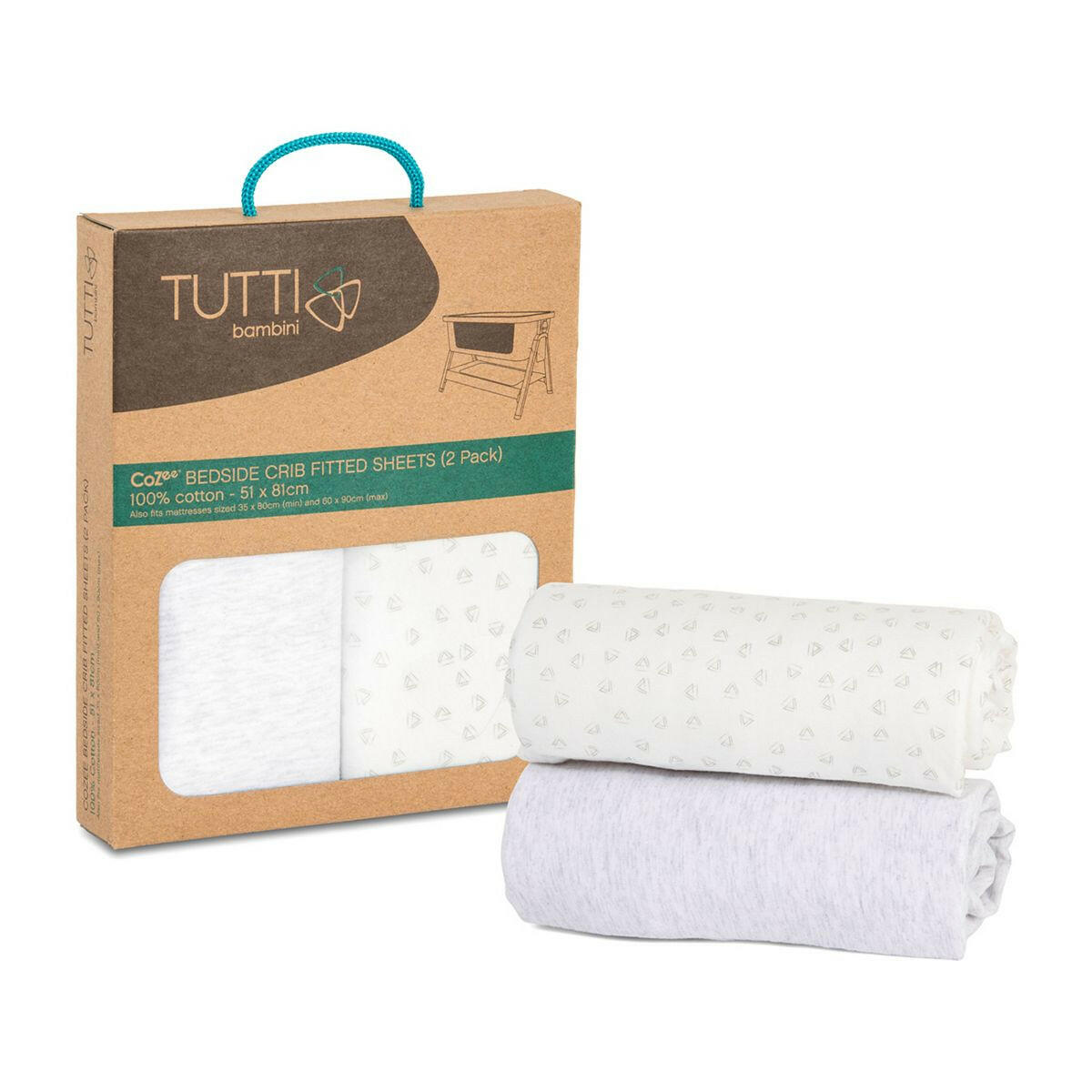 Tutti Bambini CoZee 2 Pack Fitted Sheets Cloud Grey GOODS Boots