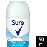 Sure Anti-Perspirant Deodorant Roll On Cotton Dry 50 ml GOODS ASDA