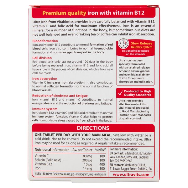 Vitabiotics Ultra Iron X 30 tablets GOODS Superdrug